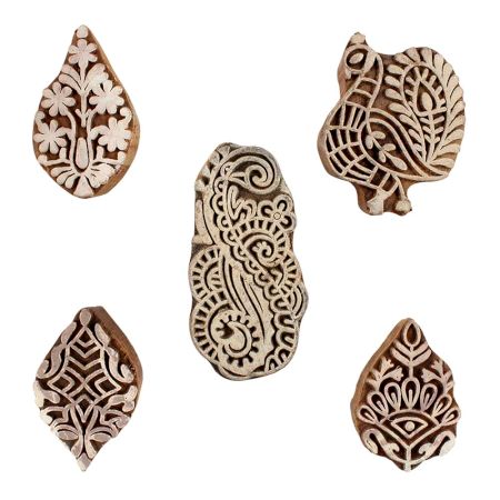 Set of 5 Piece New Mix Wooden Printing Blocks